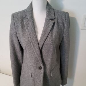 LOFT Herringbone Gray Blazer